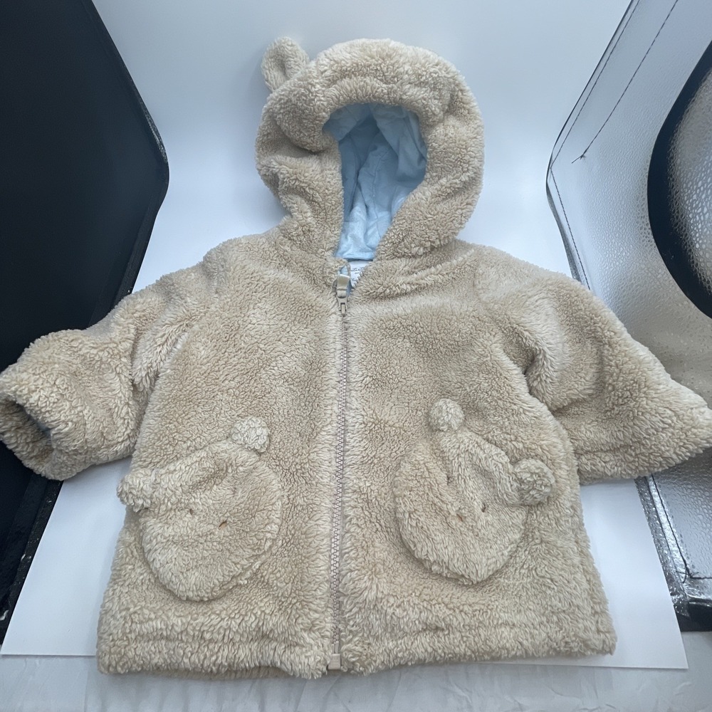 Starting Out Baby Bear Sherpa Jacket Beige Hooded Zip 9 Months Unisex